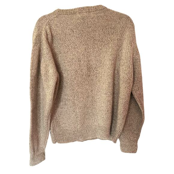 Vintage Eddie Bauer Wool Grandma Floral Tan Heather Sweater SZ L - Picture 2 of 6